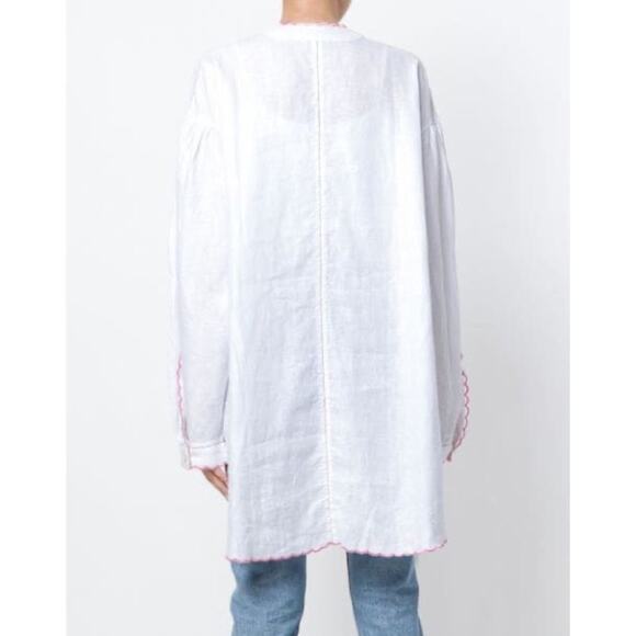 Natasha Zinko Linen Embroidered Beaded Tunic (Sz FR 40 / US 8) White / Pink - Picture 2 of 16